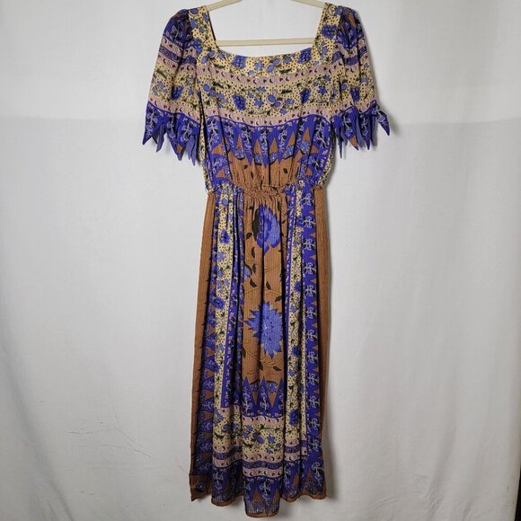 Vintage UMI Collections by Anne Crimmins Silk Gypsy Floral Boho Maxi Dress 8 - Picture 7 of 12